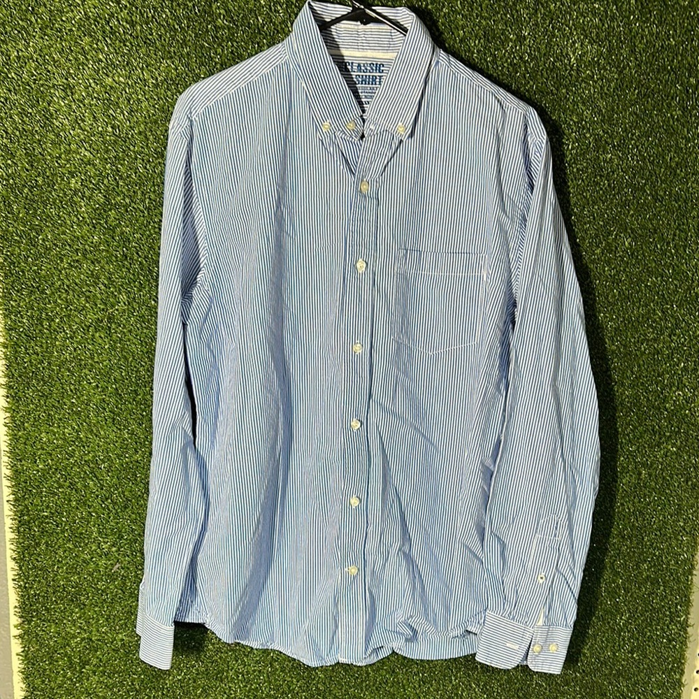 Old Navy Blue and White Casual Button Down Shirt